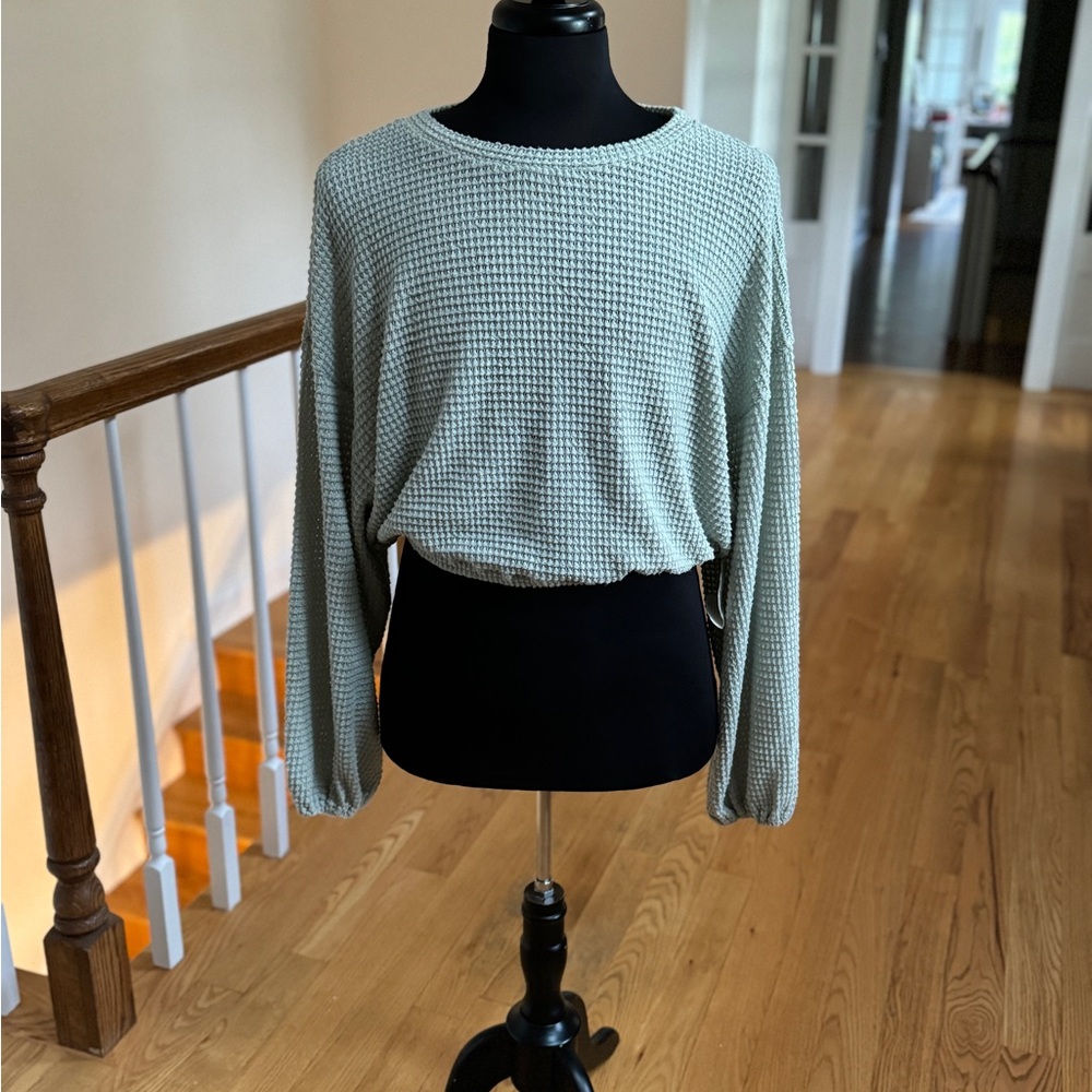 Altar'd State Green Houndstooth Blouse